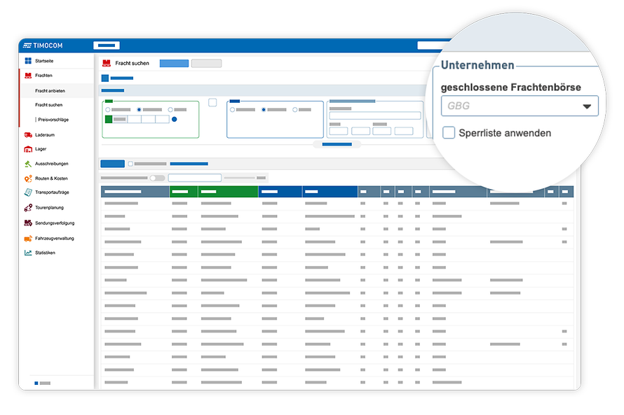 Offres de fret pour groupes d'utilisateurs sélectionnés